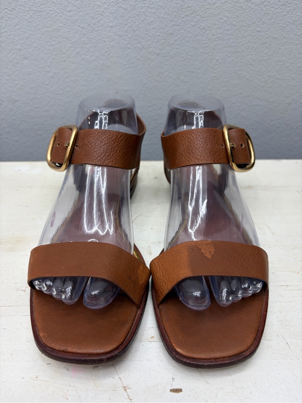 Tory Burch Brown Leather Shelby Flat Sandals Size 7.5 - Picture 4 of 8